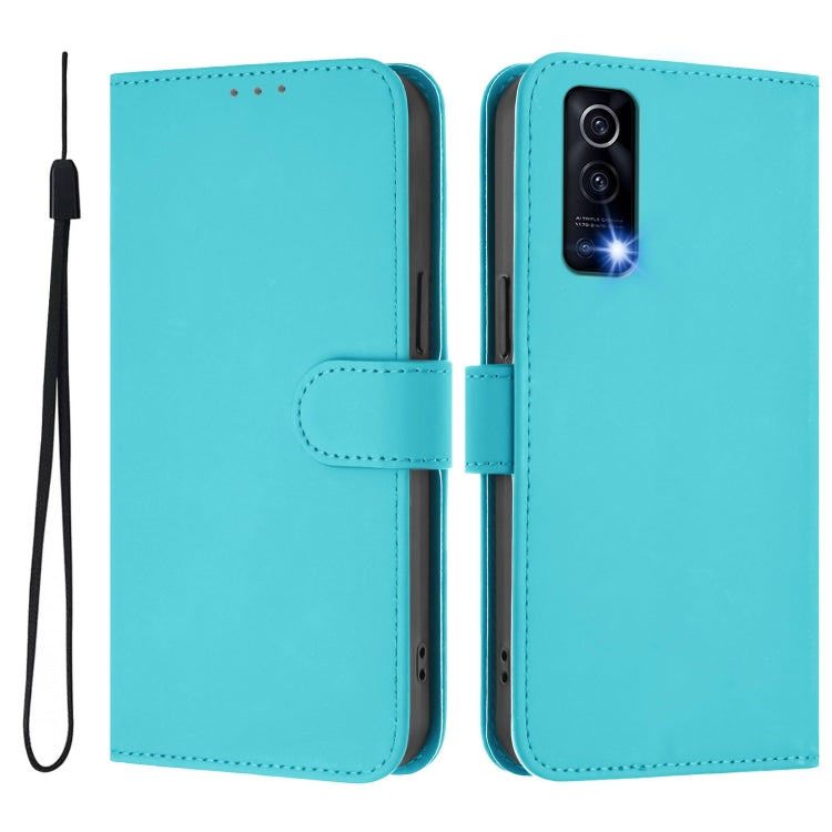For vivo Y72 5G / iQOO Z3 / Y52 5G Skin Feel Solid Color Leather Phone Case with Lanyard