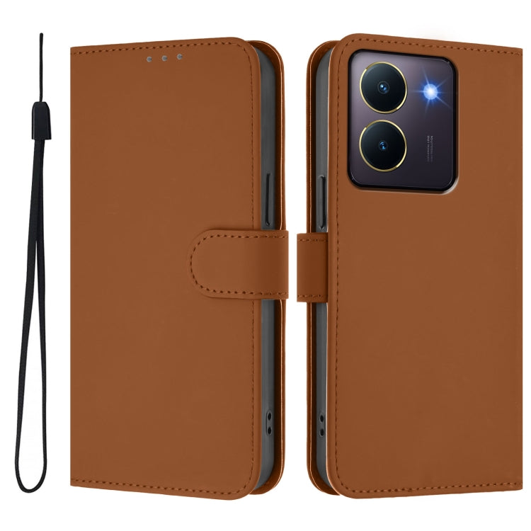 For vivo Y36 5G Global / Y36 4G Global Skin Feel Solid Color Leather Phone Case with Lanyard
