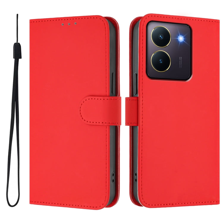 For vivo Y36 5G Global / Y36 4G Global Skin Feel Solid Color Leather Phone Case with Lanyard