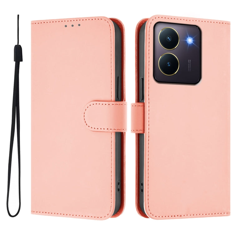 For vivo Y36 5G Global / Y36 4G Global Skin Feel Solid Color Leather Phone Case with Lanyard