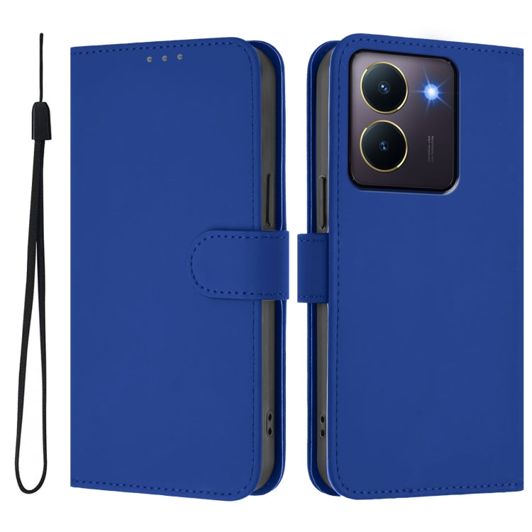 For vivo Y36 5G Global / Y36 4G Global Skin Feel Solid Color Leather Phone Case with Lanyard