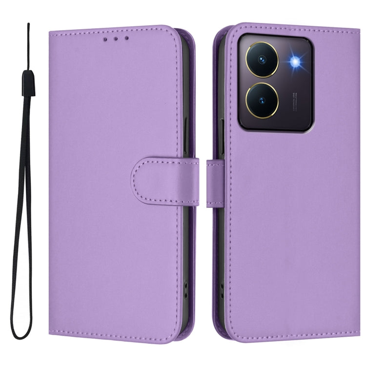 For vivo Y36 5G Global / Y36 4G Global Skin Feel Solid Color Leather Phone Case with Lanyard