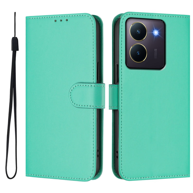 For vivo Y36 5G Global / Y36 4G Global Skin Feel Solid Color Leather Phone Case with Lanyard