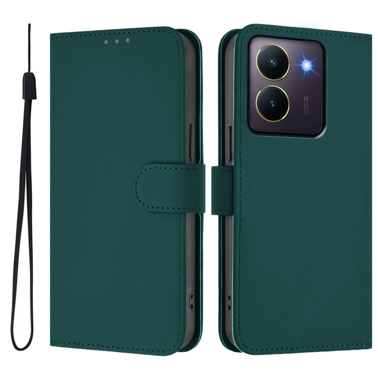 For vivo Y36 5G Global / Y36 4G Global Skin Feel Solid Color Leather Phone Case with Lanyard
