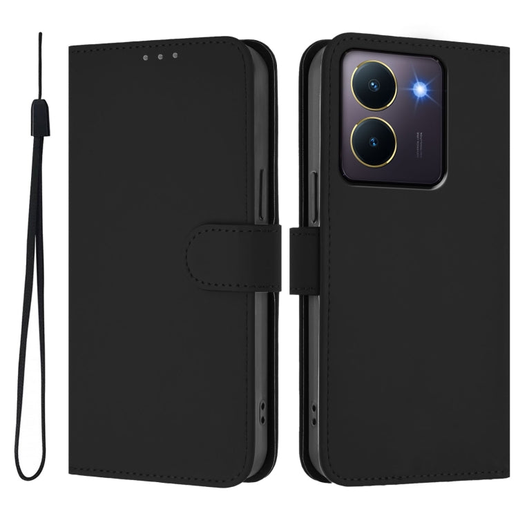 For vivo Y36 5G Global / Y36 4G Global Skin Feel Solid Color Leather Phone Case with Lanyard