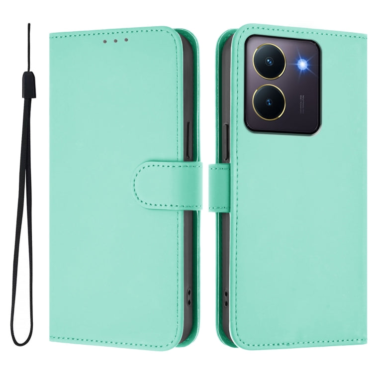 For vivo Y36 5G Global / Y36 4G Global Skin Feel Solid Color Leather Phone Case with Lanyard