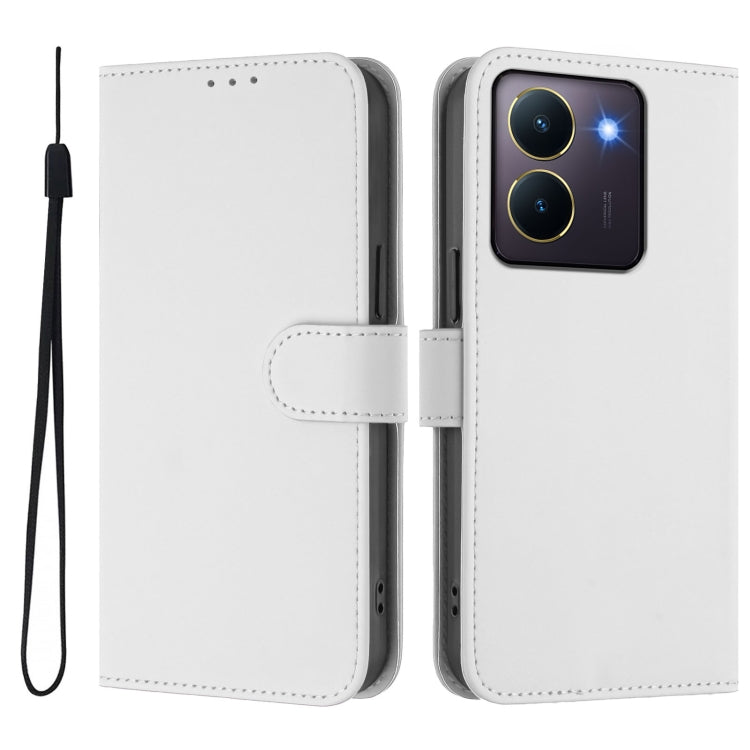 For vivo Y36 5G Global / Y36 4G Global Skin Feel Solid Color Leather Phone Case with Lanyard