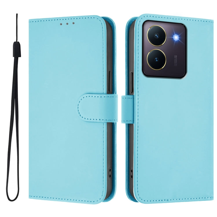 For vivo Y36 5G Global / Y36 4G Global Skin Feel Solid Color Leather Phone Case with Lanyard