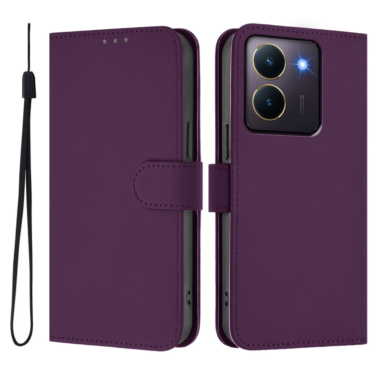 For vivo Y36 5G Global / Y36 4G Global Skin Feel Solid Color Leather Phone Case with Lanyard