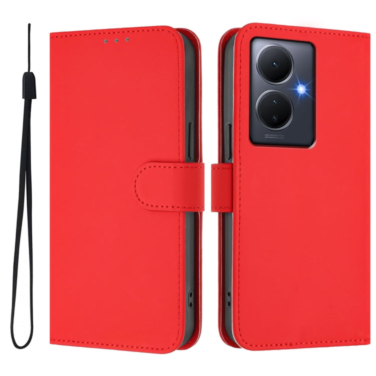 For vivo Y78 5G Global / V29 Lite Skin Feel Solid Color Leather Phone Case with Lanyard