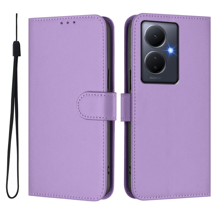 For vivo Y78 5G Global / V29 Lite Skin Feel Solid Color Leather Phone Case with Lanyard