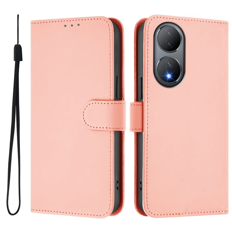 For vivo Y100 5G Global Skin Feel Solid Color Leather Phone Case with Lanyard
