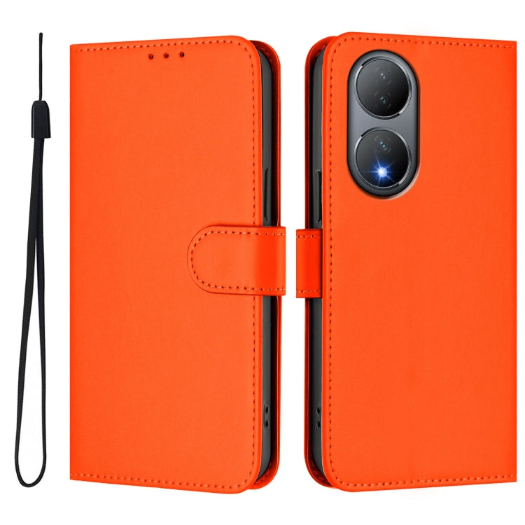 For vivo Y100 5G Global Skin Feel Solid Color Leather Phone Case with Lanyard