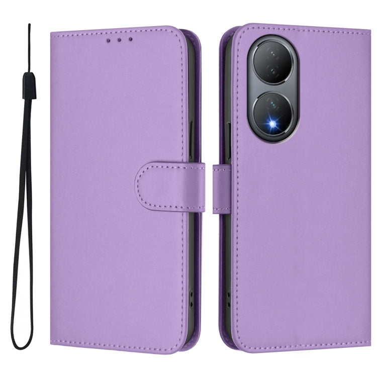 For vivo Y100 5G Global Skin Feel Solid Color Leather Phone Case with Lanyard