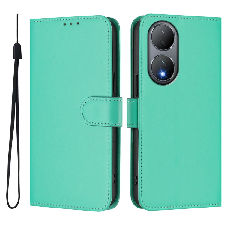 For vivo Y100 5G Global Skin Feel Solid Color Leather Phone Case with Lanyard