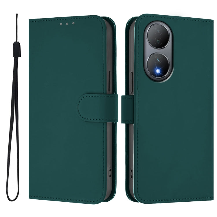 For vivo Y100 5G Global Skin Feel Solid Color Leather Phone Case with Lanyard