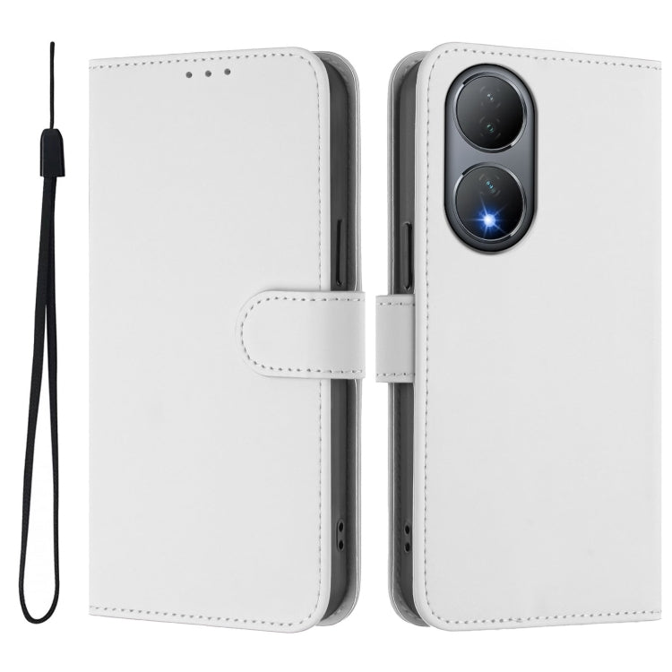 For vivo Y100 5G Global Skin Feel Solid Color Leather Phone Case with Lanyard