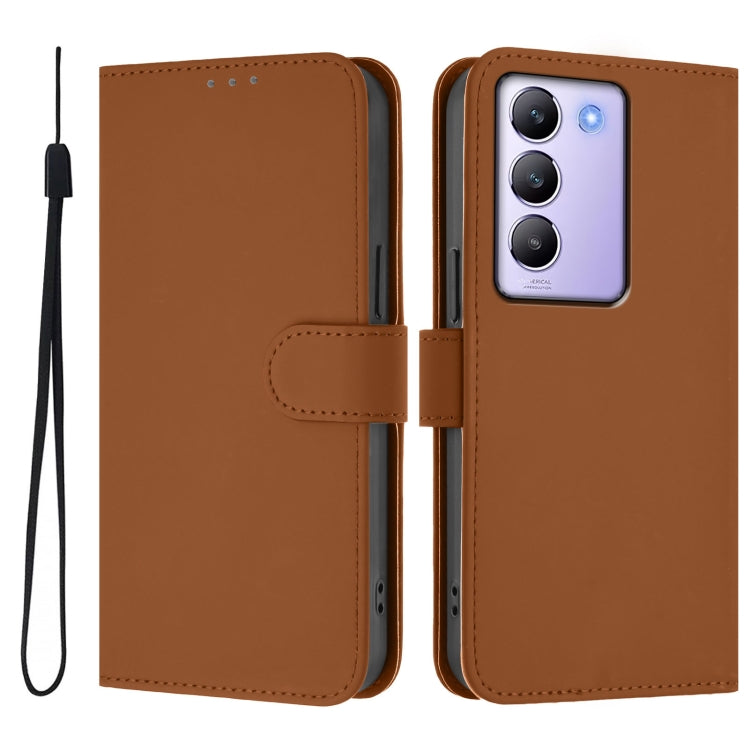For vivo Y100 5G IDN / V40 SE 5G Skin Feel Solid Color Leather Phone Case with Lanyard