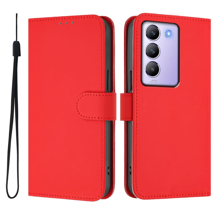 For vivo Y100 5G IDN / V40 SE 5G Skin Feel Solid Color Leather Phone Case with Lanyard