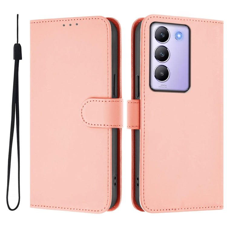 For vivo Y100 5G IDN / V40 SE 5G Skin Feel Solid Color Leather Phone Case with Lanyard