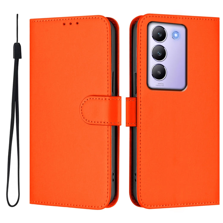 For vivo Y100 5G IDN / V40 SE 5G Skin Feel Solid Color Leather Phone Case with Lanyard