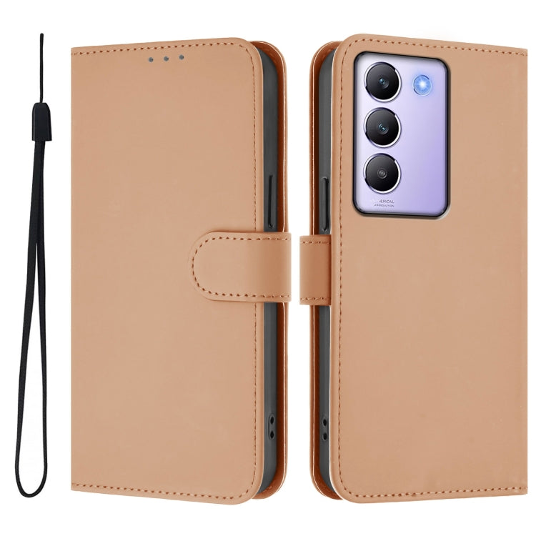 For vivo Y100 5G IDN / V40 SE 5G Skin Feel Solid Color Leather Phone Case with Lanyard