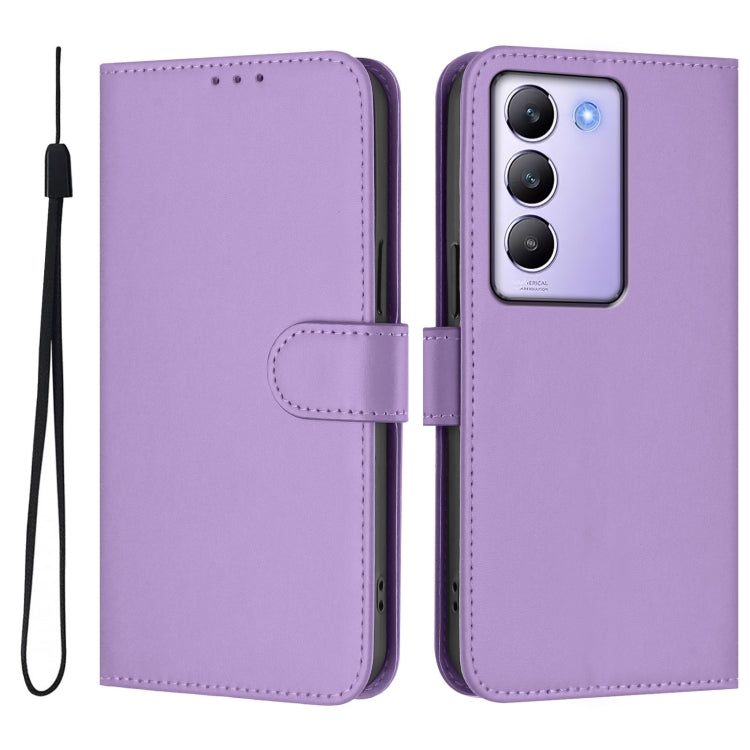 For vivo Y100 5G IDN / V40 SE 5G Skin Feel Solid Color Leather Phone Case with Lanyard