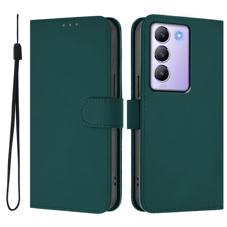 For vivo Y100 5G IDN / V40 SE 5G Skin Feel Solid Color Leather Phone Case with Lanyard