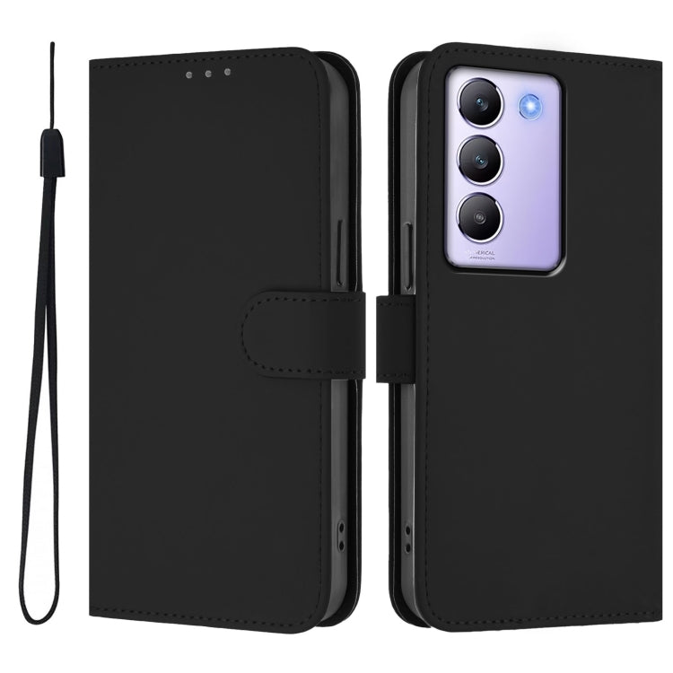 For vivo Y100 5G IDN / V40 SE 5G Skin Feel Solid Color Leather Phone Case with Lanyard