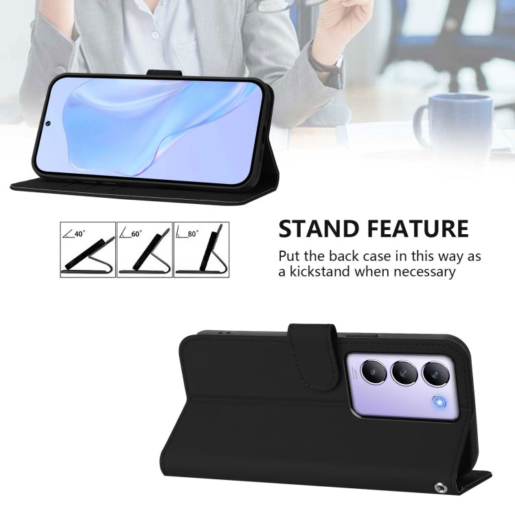 For vivo Y100 5G IDN / V40 SE 5G Skin Feel Solid Color Leather Phone Case with Lanyard