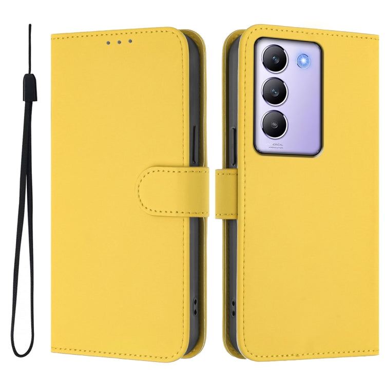 For vivo Y100 5G IDN / V40 SE 5G Skin Feel Solid Color Leather Phone Case with Lanyard