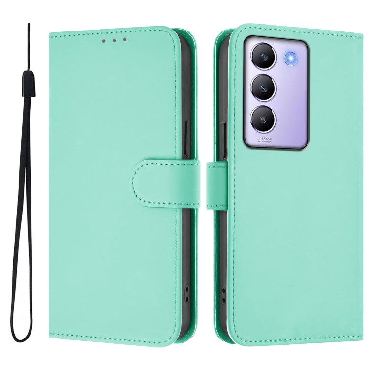For vivo Y100 5G IDN / V40 SE 5G Skin Feel Solid Color Leather Phone Case with Lanyard