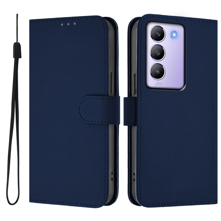 For vivo Y100 5G IDN / V40 SE 5G Skin Feel Solid Color Leather Phone Case with Lanyard