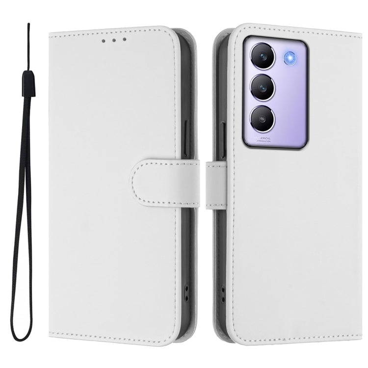 For vivo Y100 5G IDN / V40 SE 5G Skin Feel Solid Color Leather Phone Case with Lanyard