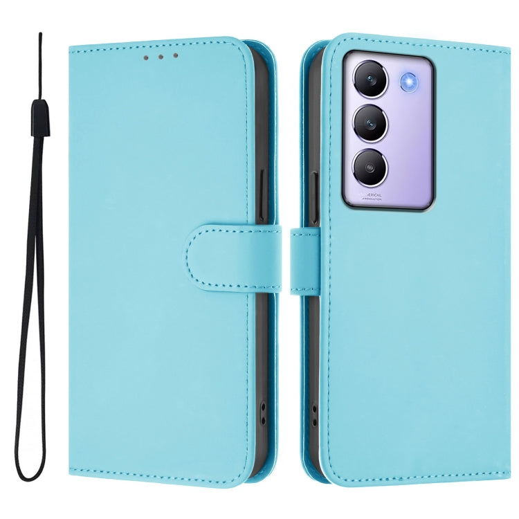 For vivo Y100 5G IDN / V40 SE 5G Skin Feel Solid Color Leather Phone Case with Lanyard