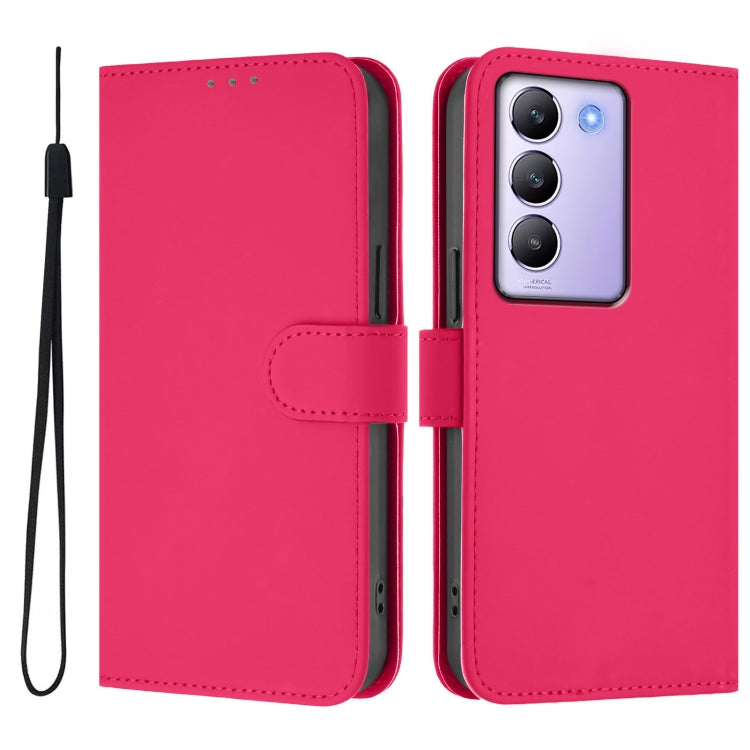 For vivo Y100 5G IDN / V40 SE 5G Skin Feel Solid Color Leather Phone Case with Lanyard