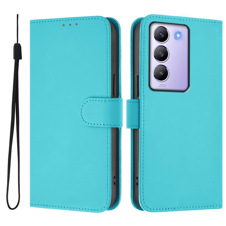 For vivo Y100 5G IDN / V40 SE 5G Skin Feel Solid Color Leather Phone Case with Lanyard
