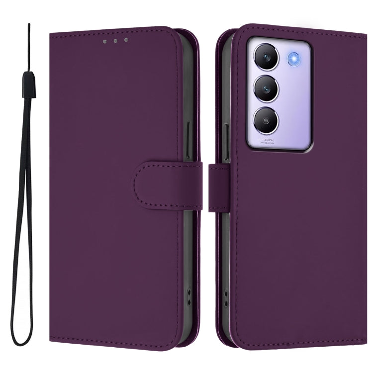 For vivo Y100 5G IDN / V40 SE 5G Skin Feel Solid Color Leather Phone Case with Lanyard