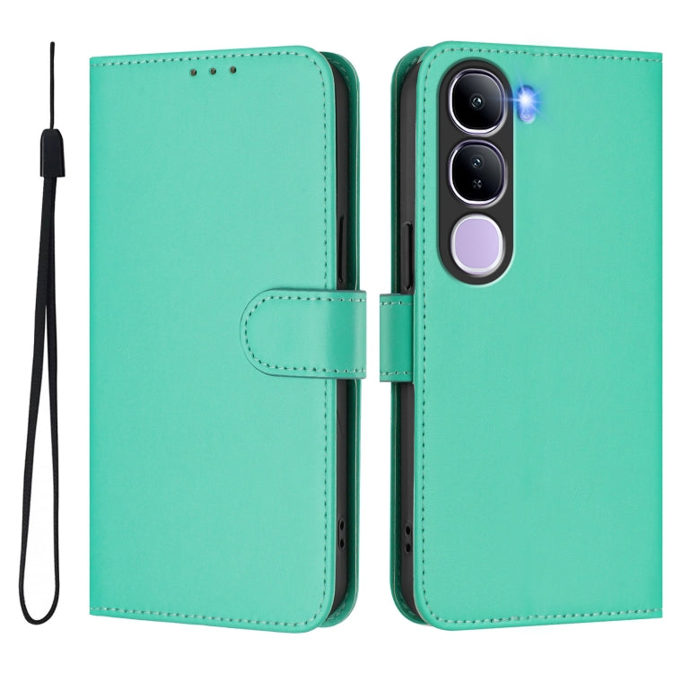 For vivo V40 Lite 5G IDN Skin Feel Solid Color Leather Phone Case with Lanyard