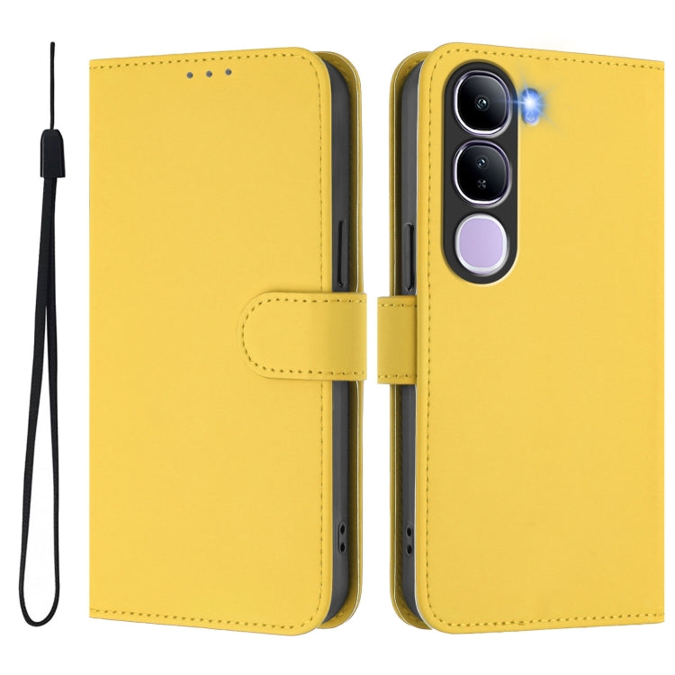 For vivo V40 Lite 5G IDN Skin Feel Solid Color Leather Phone Case with Lanyard