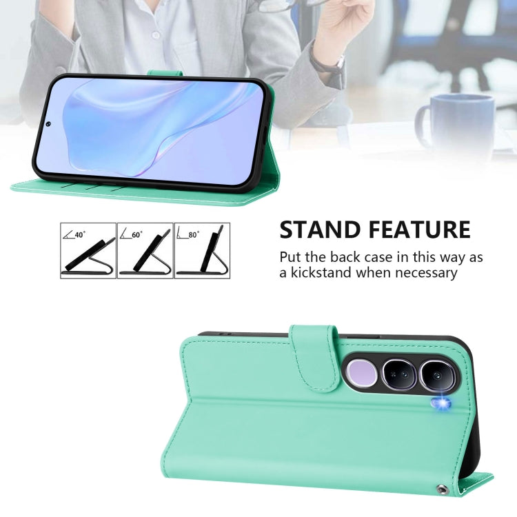 For vivo V40 Lite 5G IDN Skin Feel Solid Color Leather Phone Case with Lanyard