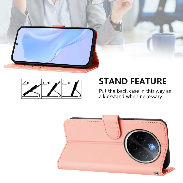 For vivo Y300 Pro Skin Feel Solid Color Leather Phone Case with Lanyard