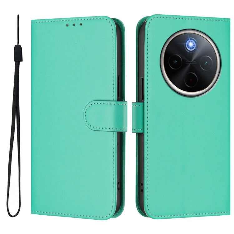 For vivo Y300 Pro Skin Feel Solid Color Leather Phone Case with Lanyard