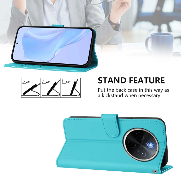 For vivo Y300 Pro Skin Feel Solid Color Leather Phone Case with Lanyard