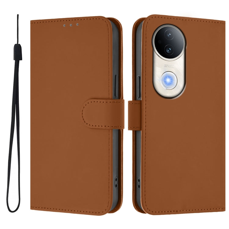 For vivo S20 Skin Feel Solid Color Leather Phone Case with Lanyard