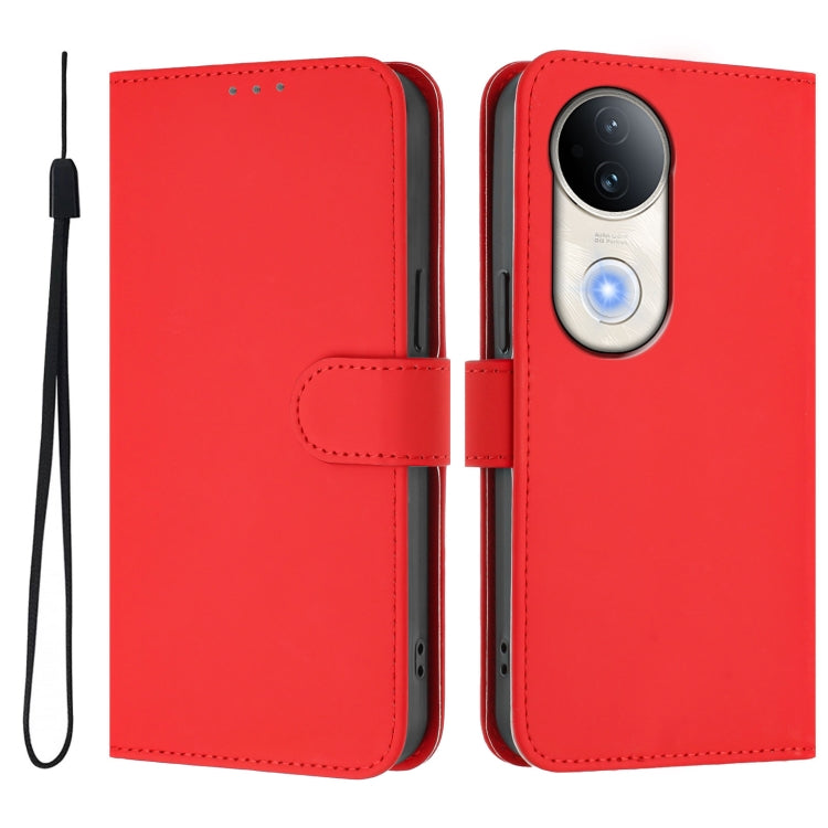 For vivo S20 Skin Feel Solid Color Leather Phone Case with Lanyard