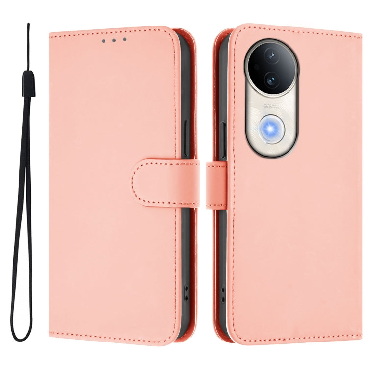 For vivo S20 Skin Feel Solid Color Leather Phone Case with Lanyard