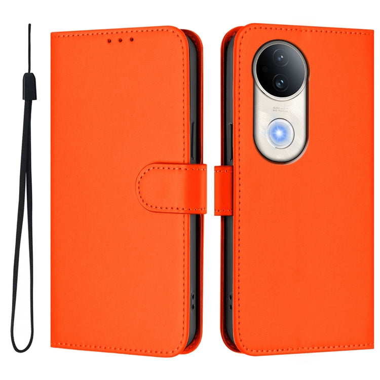For vivo S20 Skin Feel Solid Color Leather Phone Case with Lanyard