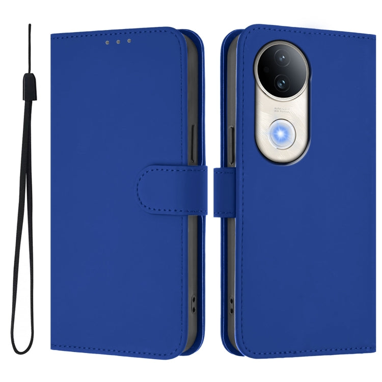 For vivo S20 Skin Feel Solid Color Leather Phone Case with Lanyard