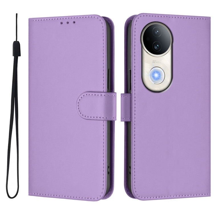 For vivo S20 Skin Feel Solid Color Leather Phone Case with Lanyard